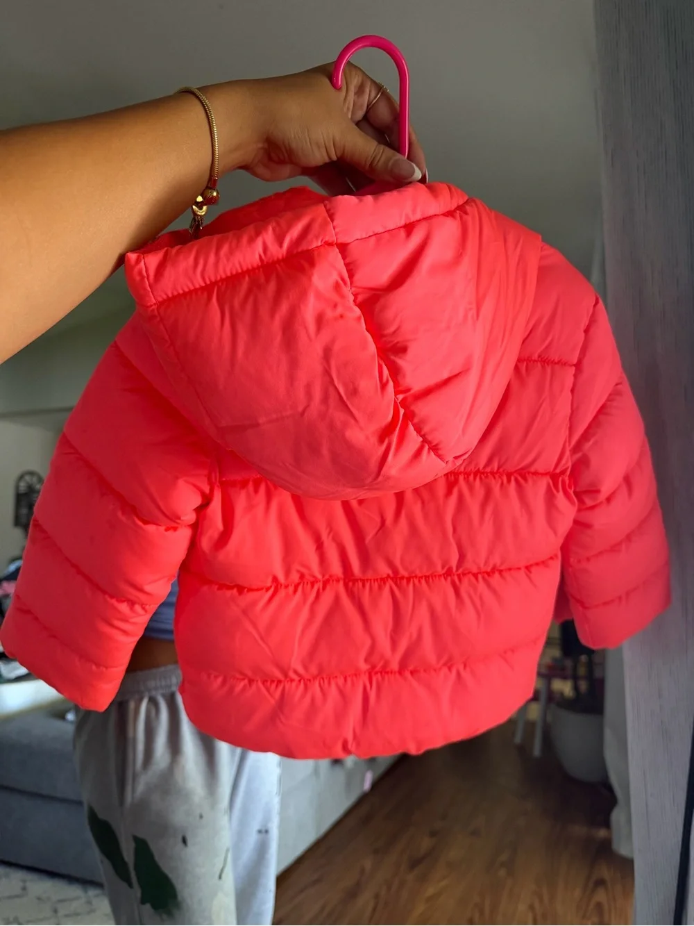 The Children's Place Bright Coral Puffer Jacket with Hood